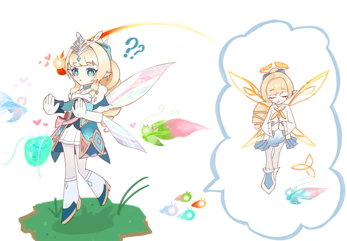 Emilieslantern's tweet photo. the seelies seem to be confused #GenshinImpactㅤ #vesna #fanart https://t.co/eawDC22AdO