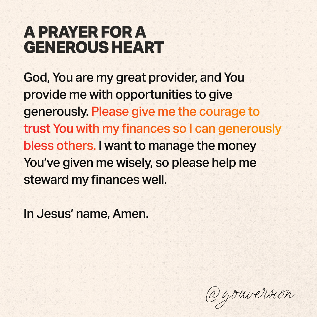 YouVersion's tweet photo. A Prayer for a Generous Heart 

Share this with a friend or save for later when you need to be reminded of this! https://t.co/pHZu5oXkMb