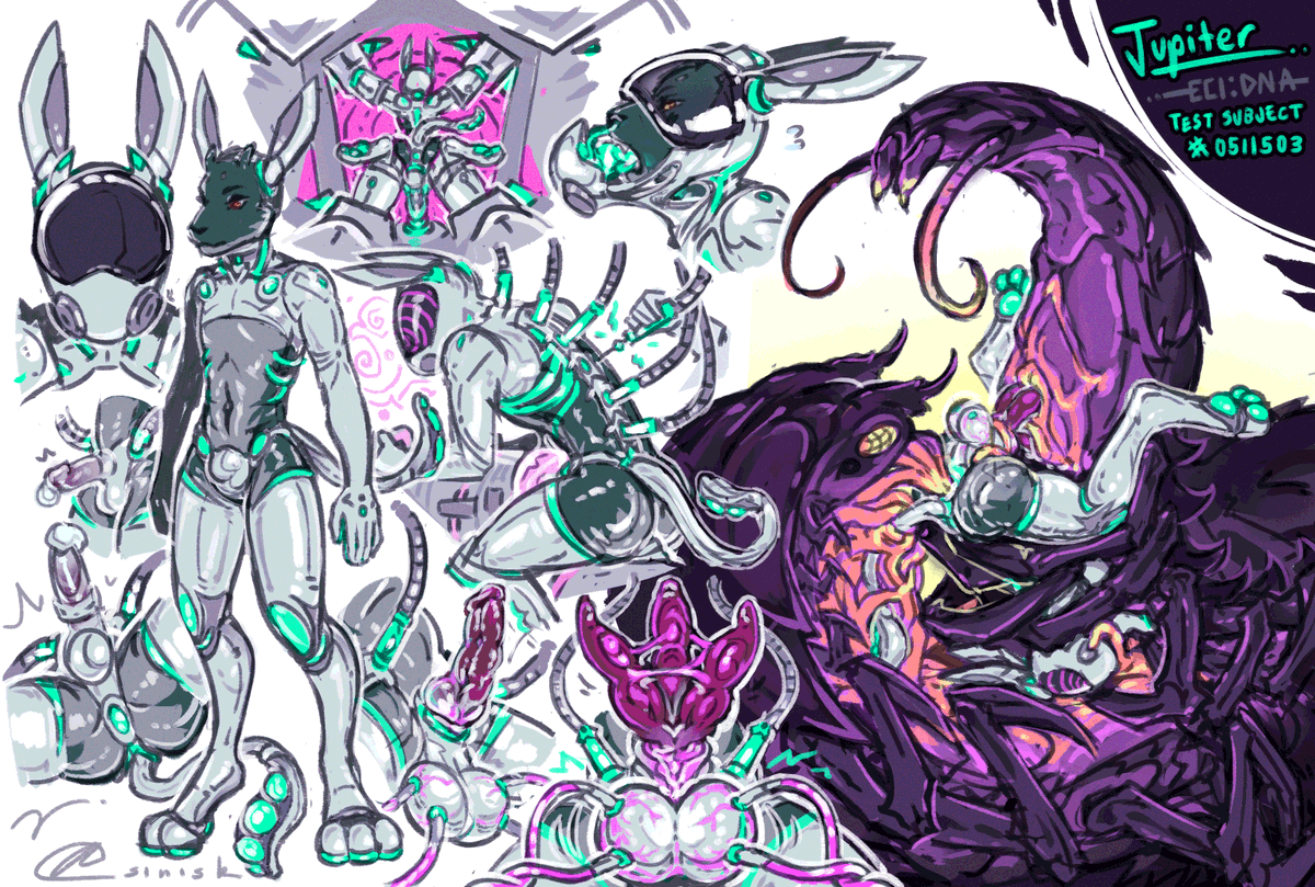 _sinisk's tweet photo. sketchpage comm for @doubletundra of their OC Jupiter; test subject #0511503 at Eclipse Core Intergalactic: Department of Nurture &amp; Analysis (ECI:DNA) troubleshooting their new suit &amp; putting it to use in the field https://t.co/0K241Fa1Bn