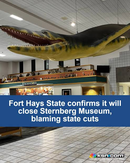 ColinM_Art's tweet photo. I really love that natural history museums seem to be the hot new expendable assets for desperate/apathetic/inept university presidents who need to save some cash. Even if they allegedly don't need it that bad...👀

Thanks @FortHaysState! https://t.co/NKRE5bSg9f