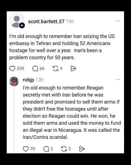 Lukewearechange's tweet photo. The CIA guy who sold them the weapons is on Fox News talking about how dangerously armed Iran is and how we need to bomb because of that now.... https://t.co/0rpUH1Zoe6