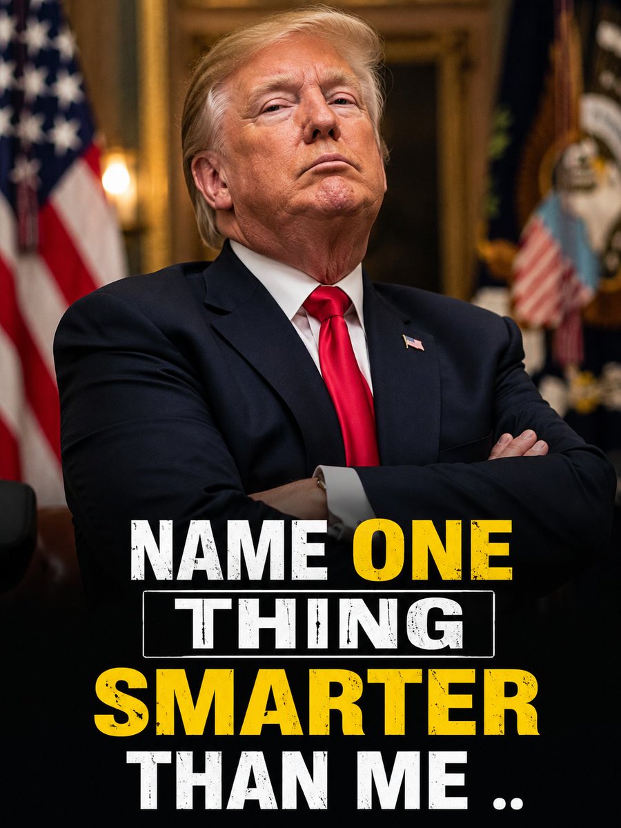 WorldUnderWatch's tweet photo. 🇺🇸 Name ONE thing smarter than Trump. 👀

My opinion: I honestly can’t think of anything smarter than Trump. 😏

What’s your answer? 👇 https://t.co/j5D2KTNyhU