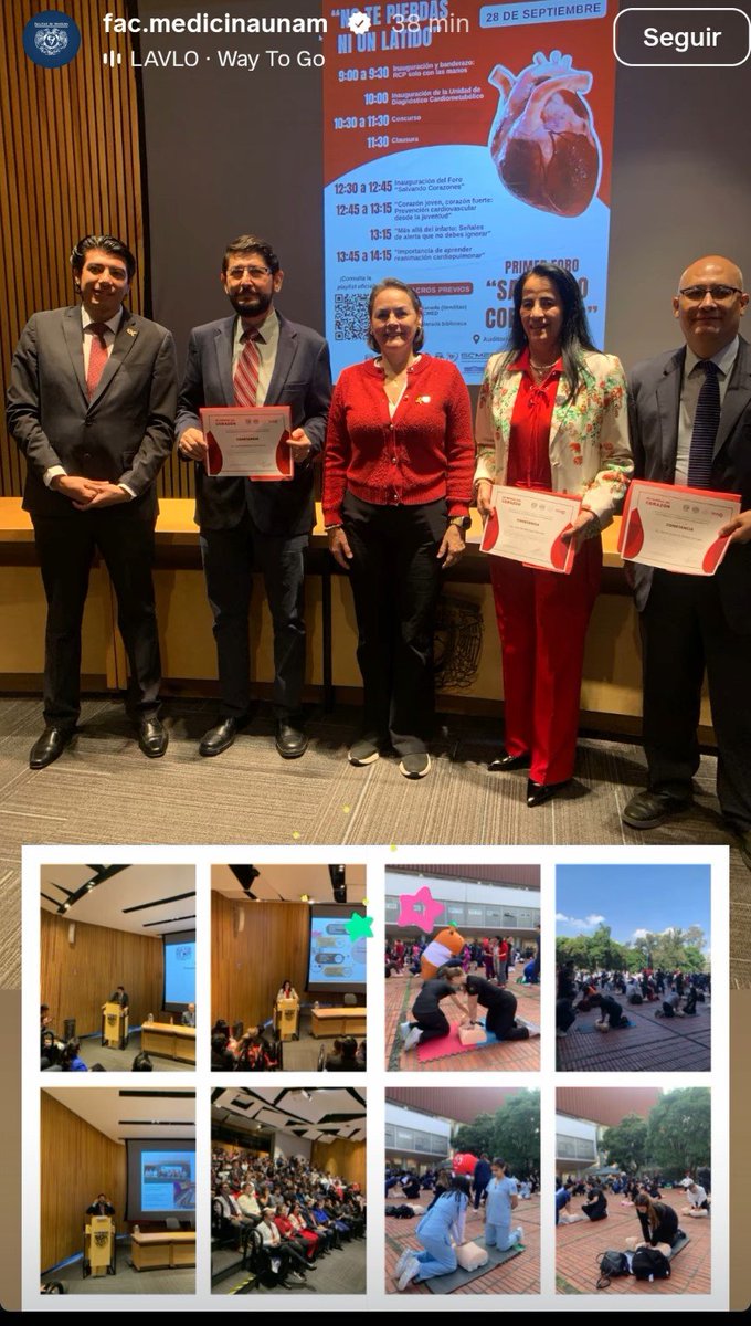CardioPhysio's tweet photo. Agradezco la invitación al Primer Foro "Salvando Corazones", organizado por la  @FacMedicinaUNAM la Dra. @anacsepulveda_v la Dra. @gabrielaborray3 y Dr. Hugo Olvera @DICiM_CECAM para compartir la importancia de aprender RCP y la integración de los Espacios Cardioprotegidos con la red Código Infarto, en "Acciones que Salvan Vidas".