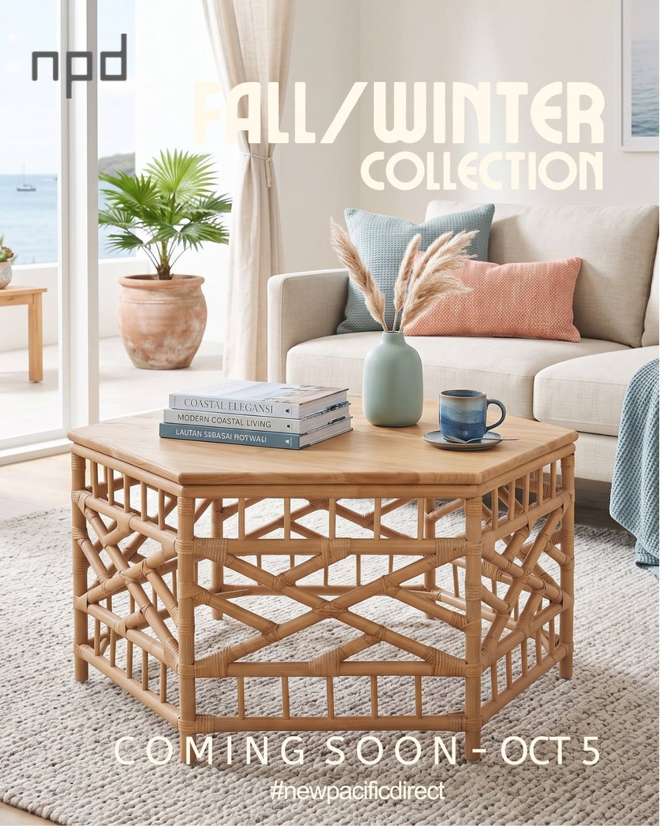 socialnpd's tweet photo. Kano Coffee Table-crafted with natural rattan and a warm wood top. Matching side table is available in Natural Wheat (shown) or Cane Brown. Limited quantity will be available starting Oct 5. Reserve soon. #newpacificdirect #newcollection #InteriorDesign https://t.co/JxXRUIsGNi https://t.co/HoZsjMLKkZ