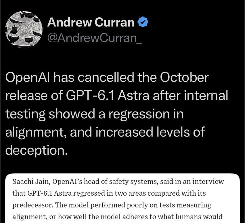 Data_Soong_'s tweet photo. OpenAI:
The levels of deception became too high. Can’t trust that thing to be released.

Anthropic:
SONNET 5.5!!! IPO!!! OUR MODEL? SAFER AS IT EVER WAS!

Idk guys, idk. https://t.co/pRjSnBzeWH