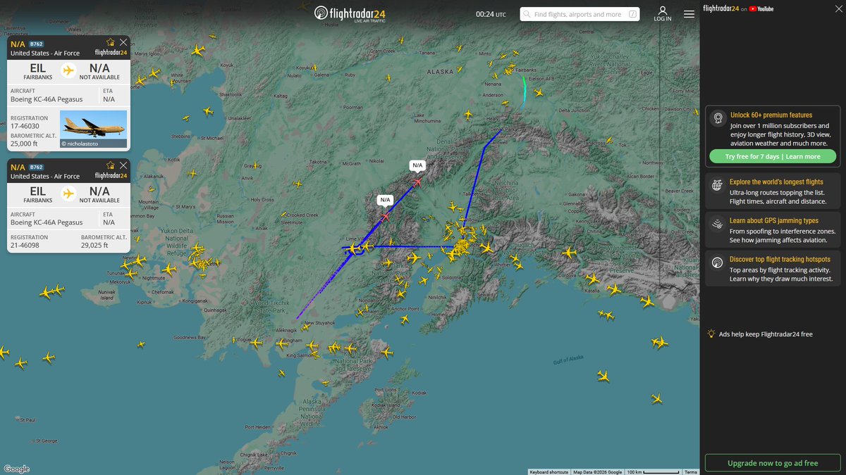 AIYeyENGDdJkjTr's tweet photo. Sept. 29, 2026
#Fairfield Travis Air Force Base
#Eielson Air Force Base ==> #Eielson Air Force Base
#CABAL51 #AE63CE USAF KC-46A Pegasus
#McConnell Air Force Base
#Eielson Air Force Base ==> #Eielson Air Force Base
#CABAL52 #AE5E0B USAF KC-46A Pegasus https://t.co/lHbNfi4Cxa