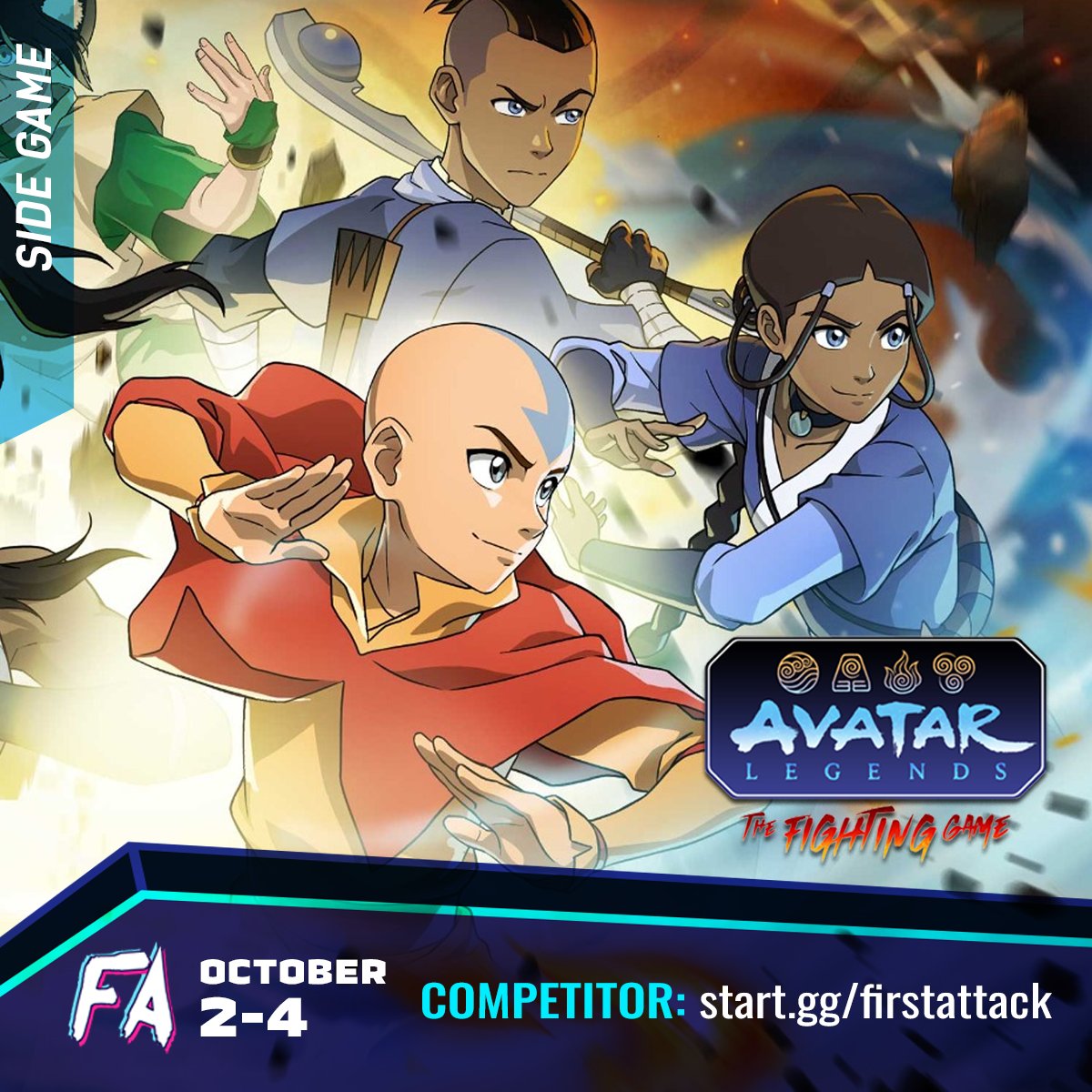FirstAttackPR's tweet photo. Register for #AvatarLegends at #FA2026!

Winner will receive a free trip (flight + hotel) to a Pro Bending Circuit qualifying event.

*Pro Bending Circuit Qualifying Events TBA.

*Free trip to Qualifying Event to be decided by Gameplay Group International

https://t.co/IrK8lNfKRm https://t.co/nfPFselkHM