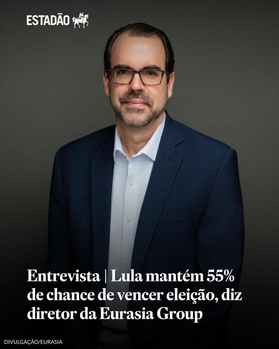 Estadao's tweet photo. Lula mantém 55% de chance de vencer eleição, diz diretor da Eurasia Group | Christopher Garman diz que soma de medidas anunciadas pelo governo e fake news sobre Nossa Senhora Aparecida não são bala de prata, mas reforçam premissa de que, numa eleição ... https://t.co/g6Cg9uvgVh https://t.co/hrGdlz43ye