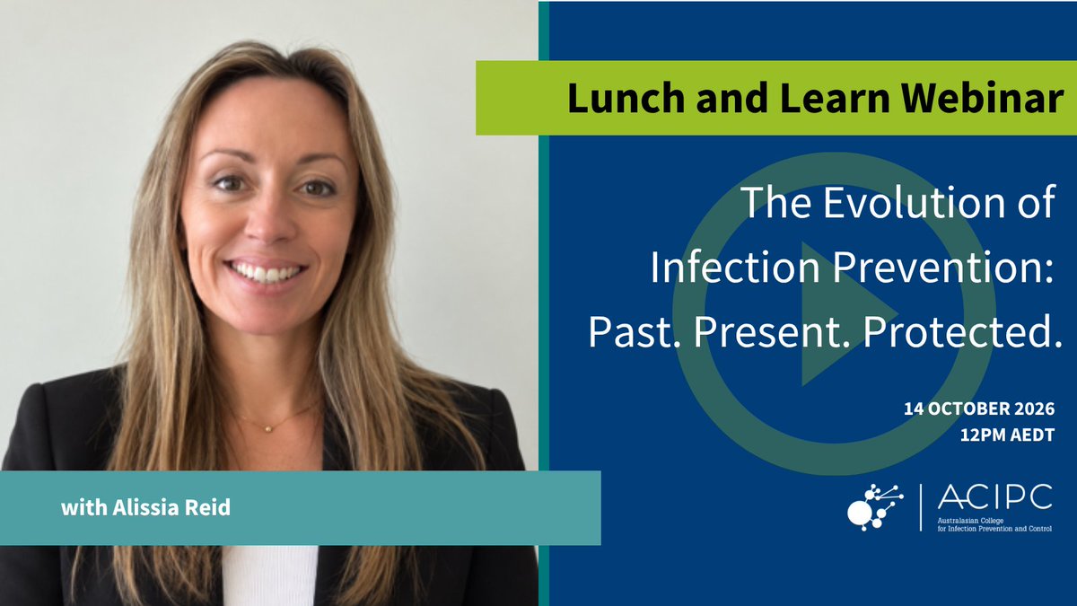 ACIPC's tweet photo. October Lunch &amp; Learn: The Evolution of Infection Prevention – Past. Present. Protected.
Alissia Reid traces IPC's past, present and future, and how we protect the profession.
📅 Wed 14 Oct, 12 pm AEDT
Register: https://t.co/K3iPFDXlPS
#InfectionPrevention https://t.co/q43xSui9Oh