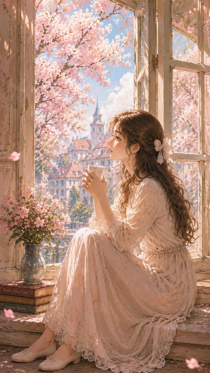 PPieetroo's tweet photo. Some girls don’t just walk into spring, they become part of it. Cherry blossoms, warm cafés, pink skies, and quiet moments that feel like a fairytale. Belle café or a blossom walk—where would you spend your evening? https://t.co/AhIYOtPgLN