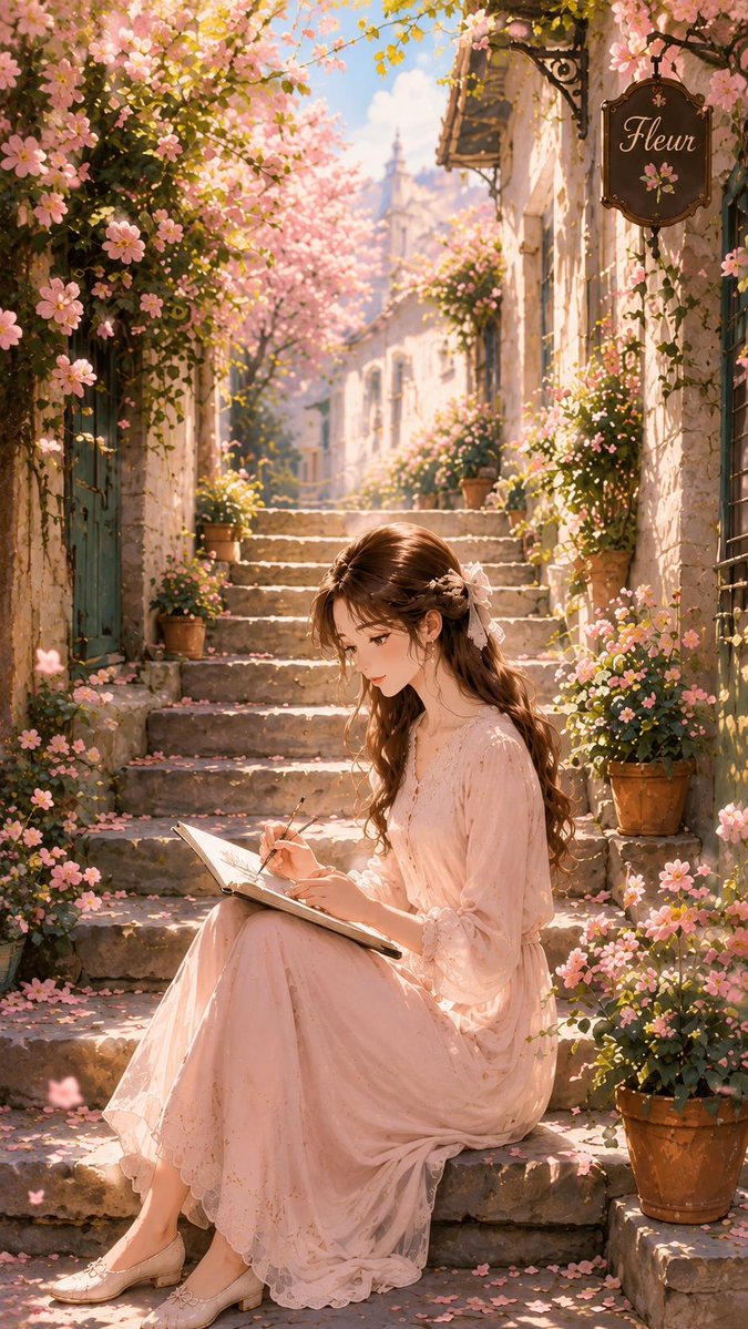 PPieetroo's tweet photo. Some girls don’t just walk into spring, they become part of it. Cherry blossoms, warm cafés, pink skies, and quiet moments that feel like a fairytale. Belle café or a blossom walk—where would you spend your evening? https://t.co/AhIYOtPgLN