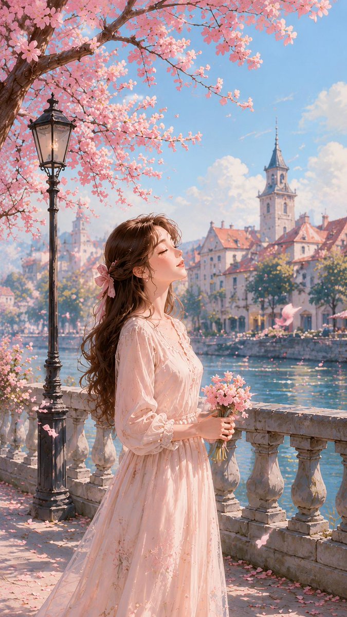 PPieetroo's tweet photo. Some girls don’t just walk into spring, they become part of it. Cherry blossoms, warm cafés, pink skies, and quiet moments that feel like a fairytale. Belle café or a blossom walk—where would you spend your evening? https://t.co/AhIYOtPgLN