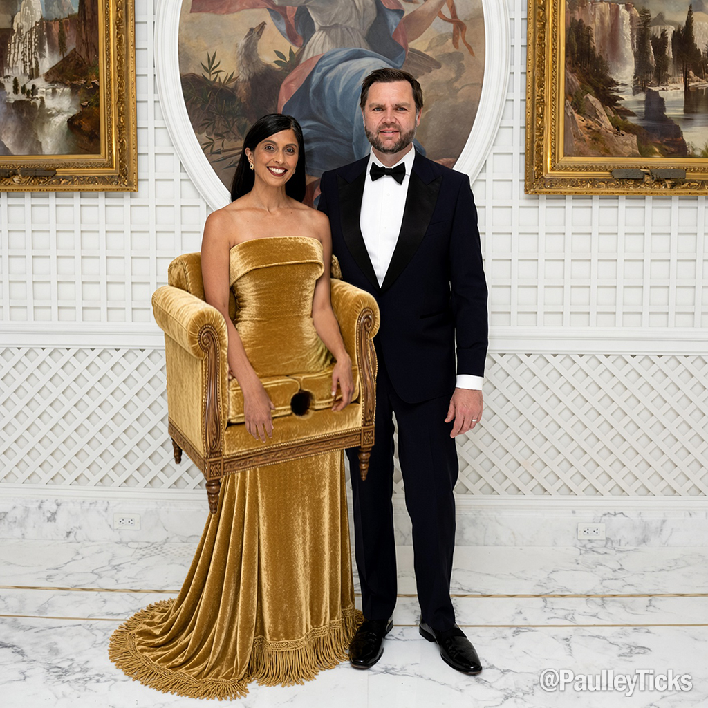 PaulleyTicks's tweet photo. Say what you want about Usha Vance, but she really knows how dress for her man. https://t.co/wquuBjalPC