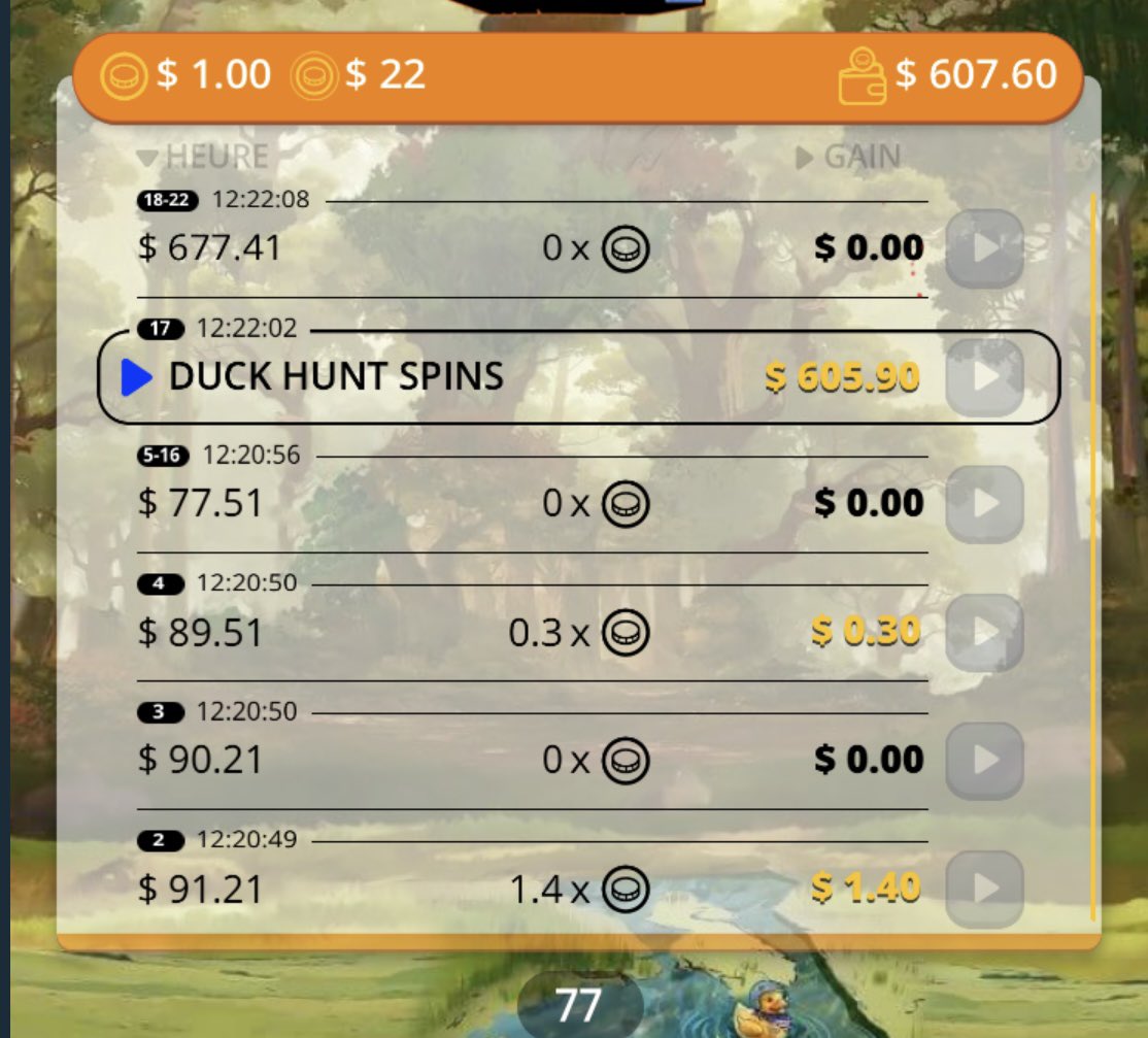 ptitemoulaa's tweet photo. voilà comment transformer 1$ en 600$ merci duck hunter ma slot préférée 🥰🥰🥰 https://t.co/cgXxryvYui