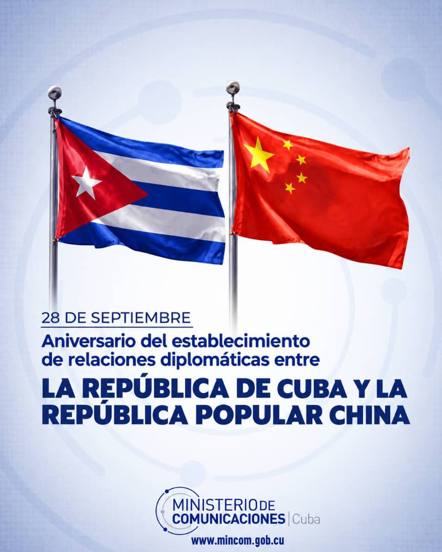 MayraArevich's tweet photo. 🇨🇺🤝🇨🇳 Hace 66 años #Cuba marcó un camino al establecer relaciones diplomáticas con la República Popular China. Hoy, este hermano país apuesta y colabora en impulso de transformación digital y la IA en Cuba. ¡Por más victorias compartidas!
@EmbacubaChina
@EmbChinaCuba
@EmbHuaXin https://t.co/Hz0yMVNxyg