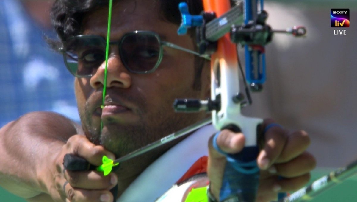 SportsArena1234's tweet photo. 🚨🚨 BIG BIG BIG UPSET 🚨🚨

INDIA'S RECURVE ARCHER NEERAJ BEATS 3 TIME OLYMPICS TEAM GOLD MEDALIST KIM JE DEOK OF SOUTH KOREA 🇰🇷 🔥🔥🔥🔥

Neeraj Chauhan enters QFs with this superb 6-4 win!
QF vs 🇧🇹

Dhiraj Bommadevara also reached QFs by beating 🇹🇼 Cheng Hsiang-Hui 6-2
QF vs 🇺🇿