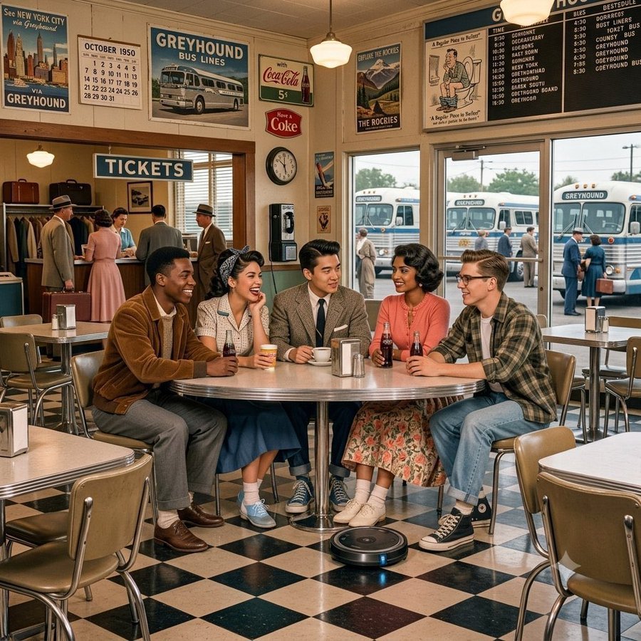 Laura318US's tweet photo. @nicksortor This photo is from 1950, but one detail clearly doesn’t belong there.

Can you spot what’s out of place?? https://t.co/nSrH4kRVkB