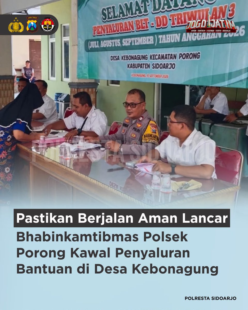 Deltasitik's tweet photo. Bhabinkamtibmas Desa Kebonagung Aiptu Satrio Wibowo mendampingi penyaluran BLT-DD, memastikan proses berjalan aman, tertib, transparan, dan tepat sasaran.
#PolrestaSidoarjo
#PolriUntukMasyarakat
#PolriPresisi https://t.co/VSAV6vNDl3