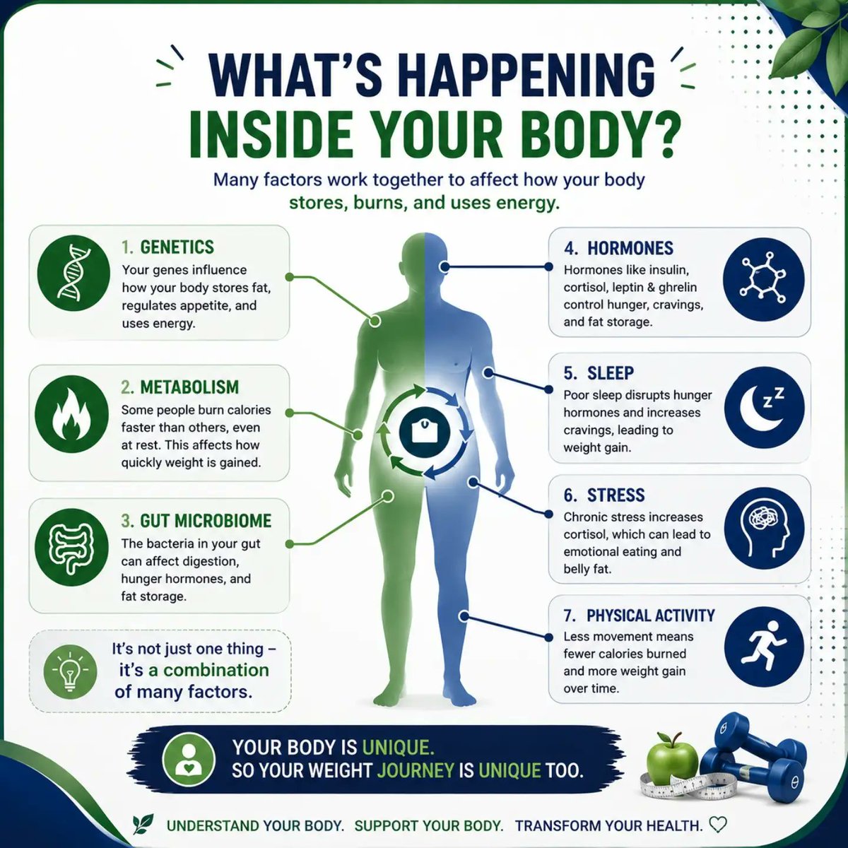 DiamondHaeowu's tweet photo. Is it the food—or your genes? Two people can eat similar meals, yet one gains weight more easily. Calories aren’t the whole story: genes, metabolism, gut health, sleep, stress, and daily habits all matter. Your body is unique, so your nutrition https://t.co/xm4eOCKcg2