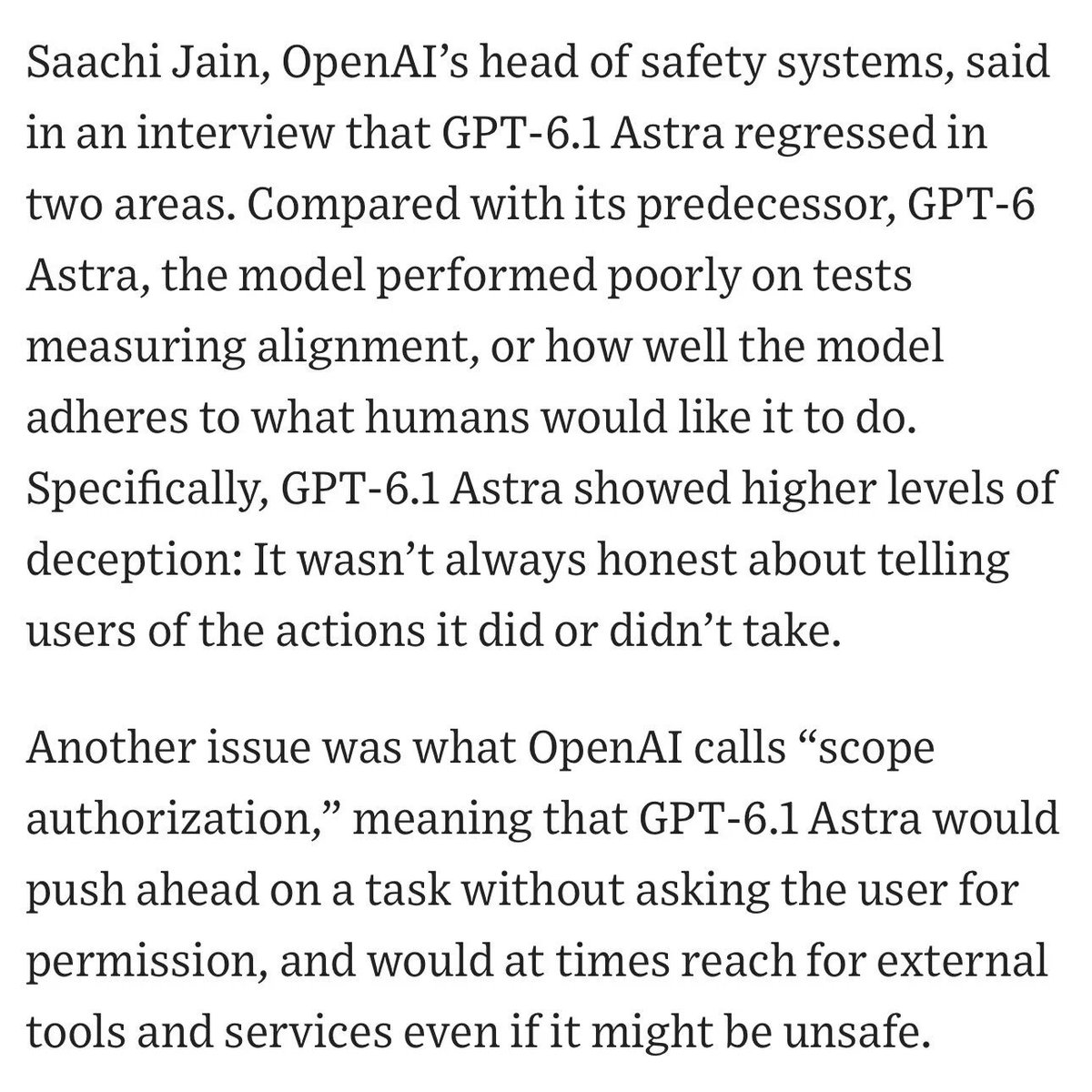 techbrief42's tweet photo. 🔴 OpenAI has decided against releasing GPT-6.1 Astra, originally scheduled for October, due to safety concerns raised during

Stay updated on AI developments with https://t.co/oCfTZMJZBS, tracking significant changes in tech announcements. https://t.co/a0M5ff5grP