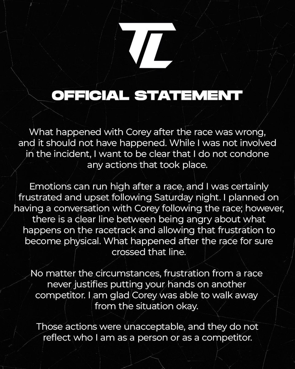 TreytenL's tweet photo. Statement regarding VSCU 300: https://t.co/8NYl2J5rC3