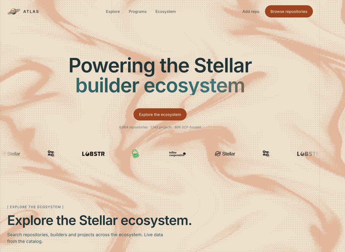 kl0ren's tweet photo. I built ATLAS  an open map of the Stellar ecosystem.
It indexes thousands of repositories, projects, builders and initiatives so you can discover what is being built across Stellar in one place. https://t.co/H0uPZrqY4L