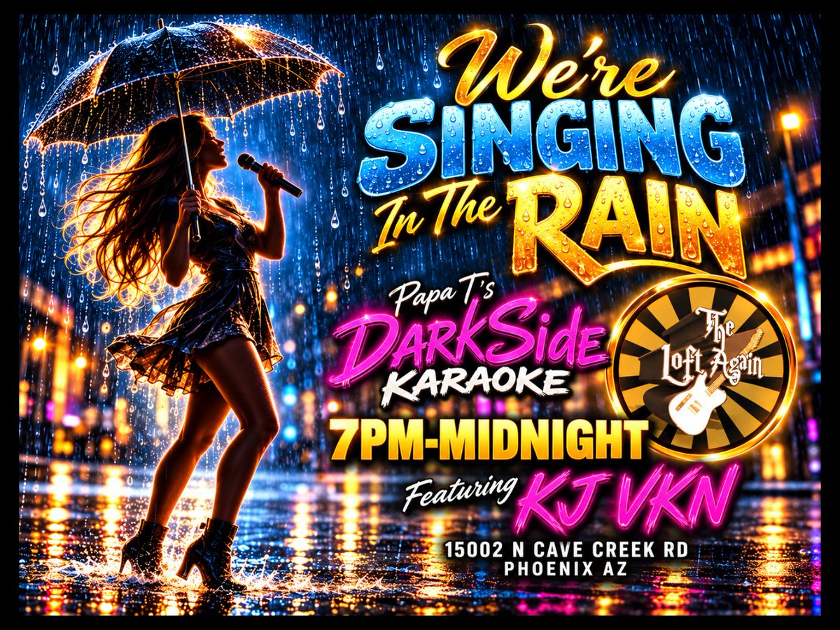 DarksideKaraoke's tweet photo. Papa T's DarkSide Karaoke Monday 
The Loft Again 7pm-Midnight 
15002 N Cave Creek Rd Phoenix AZ https://t.co/85ve8tKE8q