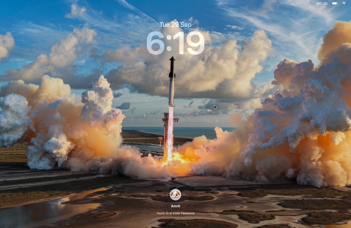 amritwt's tweet photo. I updated my MacBook's wallpaper for the first time in 2 years

Thank you Elon for launching the Starship https://t.co/hS5hZzA2WD