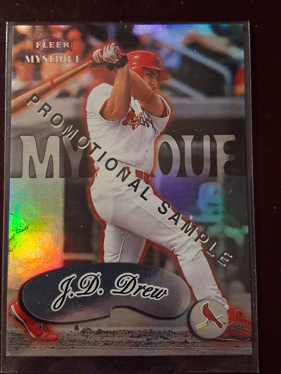CPFJAYpt2's tweet photo. #RandomCardILove
1999 Fleer Mystique- Promotional Sample #113 JD Drew
Because samples were cheap fun entertainment
Because Mystique was so cool
Because rookie samples were even cooler. https://t.co/6YqsvINANP