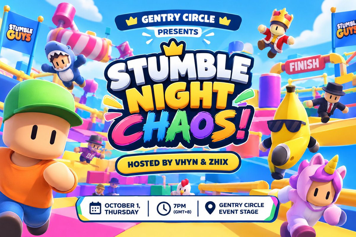 ZhixGenC's tweet photo. Are you ready to have some fun! 

Come join Gentry Circle
Win some prizes by playing stumble guys with us!

Thursday, Oct 1 
7pm (GMT+8)

See you at Gentry circle!
https://t.co/EusAdXnMkl https://t.co/dp0JlvReKl