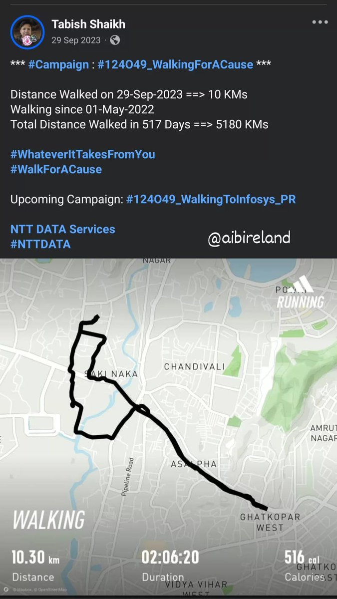 TabishSk21's tweet photo. * #Campaign : #124O49_RunningForACause *

Distance Ran on 29-Sep-2024 ==> 06 KMs
Running since 09-Aug-2022 
Total Distance Ran in 783 Days ==> 3948 KMs

#WhateverItTakesFromYou
#RunForACause

Upcoming Campaign: #124O49_WalkingToInfosys_PR 

@AIBIreland 
#AlliedIrishBank https://t.co/i0PiiFn6IG