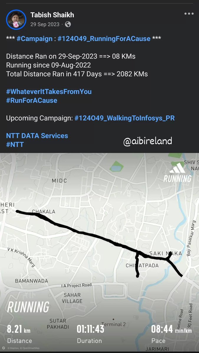 TabishSk21's tweet photo. * #Campaign : #124O49_RunningForACause *

Distance Ran on 29-Sep-2024 ==> 06 KMs
Running since 09-Aug-2022 
Total Distance Ran in 783 Days ==> 3948 KMs

#WhateverItTakesFromYou
#RunForACause

Upcoming Campaign: #124O49_WalkingToInfosys_PR 

@AIBIreland 
#AlliedIrishBank https://t.co/i0PiiFn6IG