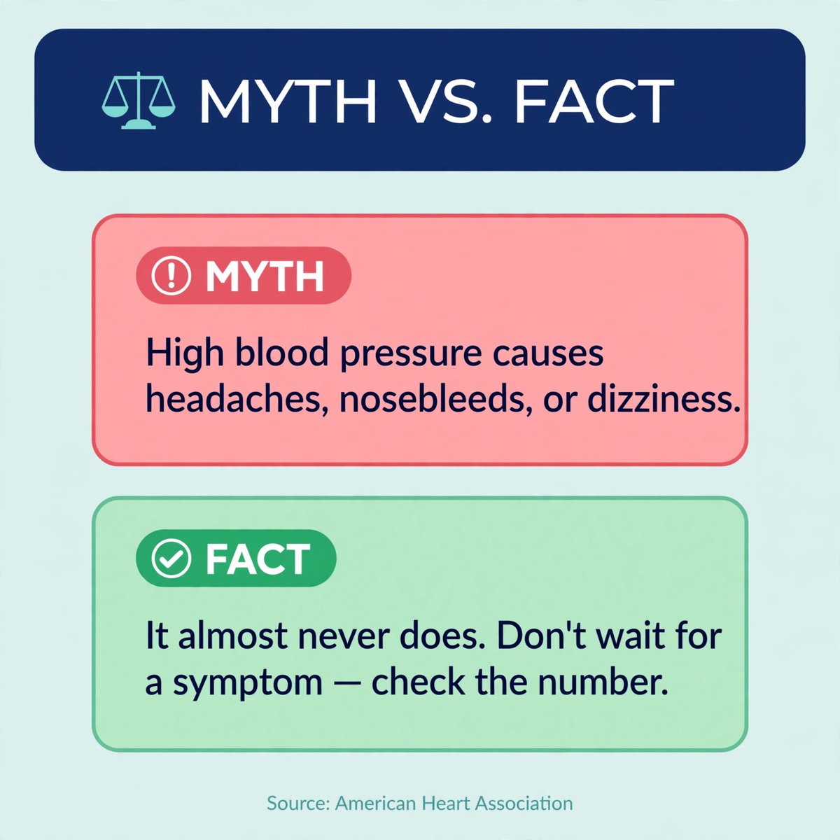 PrimaryMD07m's tweet photo. Something I tell patients every week: high blood pressure almost never causes headaches, nosebleeds, or dizziness. Waiting to "feel it" is exactly how it silently damages your heart, kidneys, and brain for years. Don't wait for a symptom — check the number. #BloodPressure https://t.co/dG1Mw7Jeeq