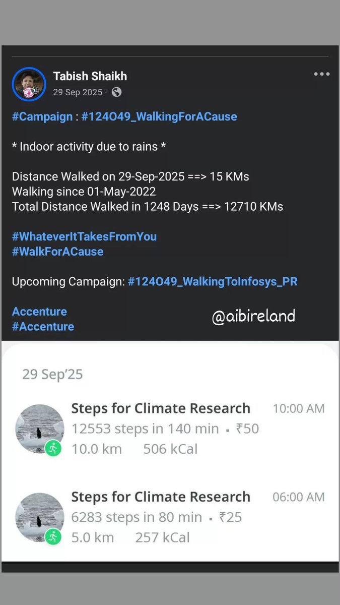 TabishSk21's tweet photo. * #Campaign : #124O49_WalkingForACause *

Distance Walked on 29-Sep-2022 ==> 10 KMs
Walking since 01-May-2022 
Total Distance Walked in 152 Days ==> 1532 KMs

#WhateverItTakesFromYou
#WalkForACause

Upcoming Campaign: TBD

@Cognizant https://t.co/Ij8dMpeXcD