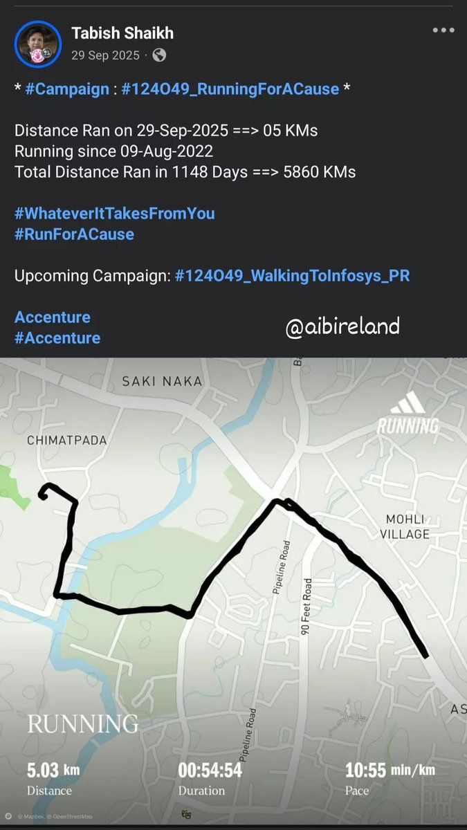 TabishSk21's tweet photo. * #Campaign : #124O49_WalkingForACause *

Distance Walked on 29-Sep-2022 ==> 10 KMs
Walking since 01-May-2022 
Total Distance Walked in 152 Days ==> 1532 KMs

#WhateverItTakesFromYou
#WalkForACause

Upcoming Campaign: TBD

@Cognizant https://t.co/Ij8dMpeXcD