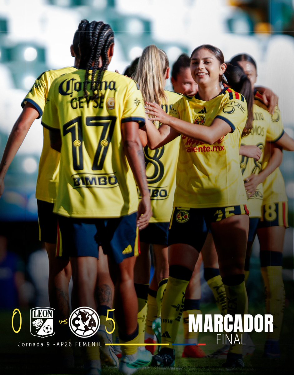 AmericaFemenil's tweet photo. ¡FIN DEL PARTIDO! 💛💙
Nos llevamos los 3 puntos en León. 🦅 https://t.co/S4MaKnOmbL