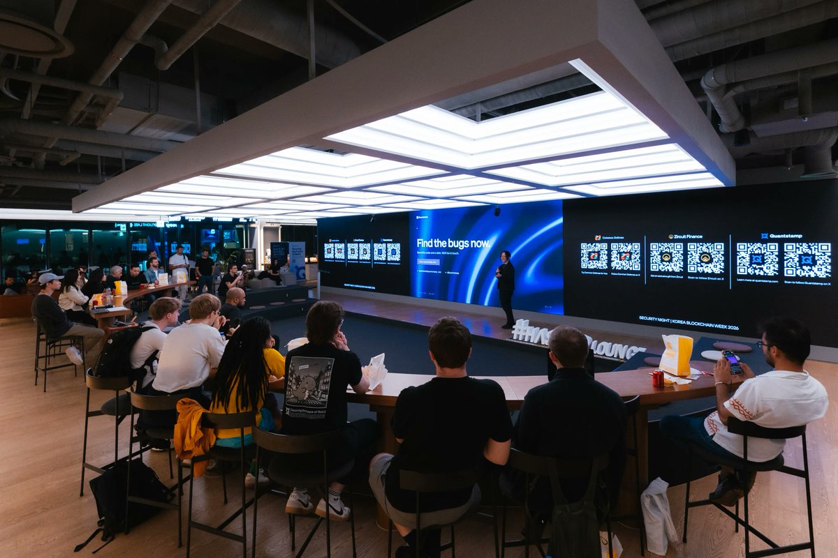 Quantstamp's tweet photo. Thank you to everyone who joined us at Security Night in Seoul with @Zircuit and @CommonDefenseAI!

It was great to meet so many builders during Korea Blockchain Week and hear what you're shipping next~ we hope you left with good conversations and some swag 😎 https://t.co/LGPvrKw2tt