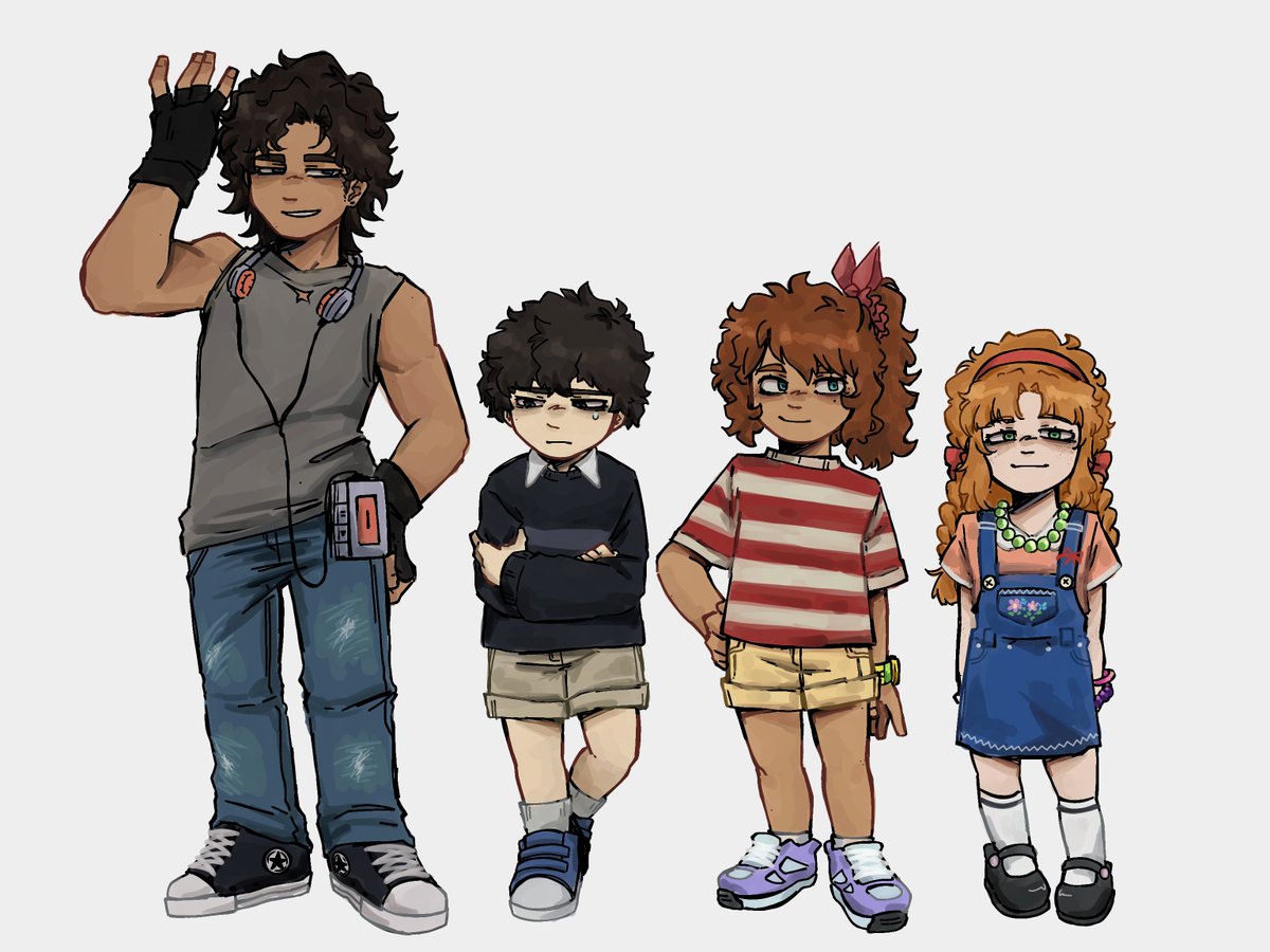 Xx_bobBonnie's tweet photo. Here's my designs for the Aftons (+my Afton oc) in the year of 1983

And yep, enjoy 
#fnaf #fnafau https://t.co/F2v4kZUQmM