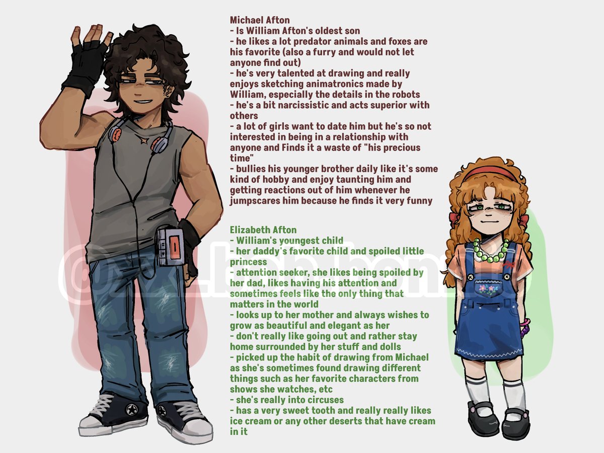 Xx_bobBonnie's tweet photo. Here's my designs for the Aftons (+my Afton oc) in the year of 1983

And yep, enjoy 
#fnaf #fnafau https://t.co/F2v4kZUQmM