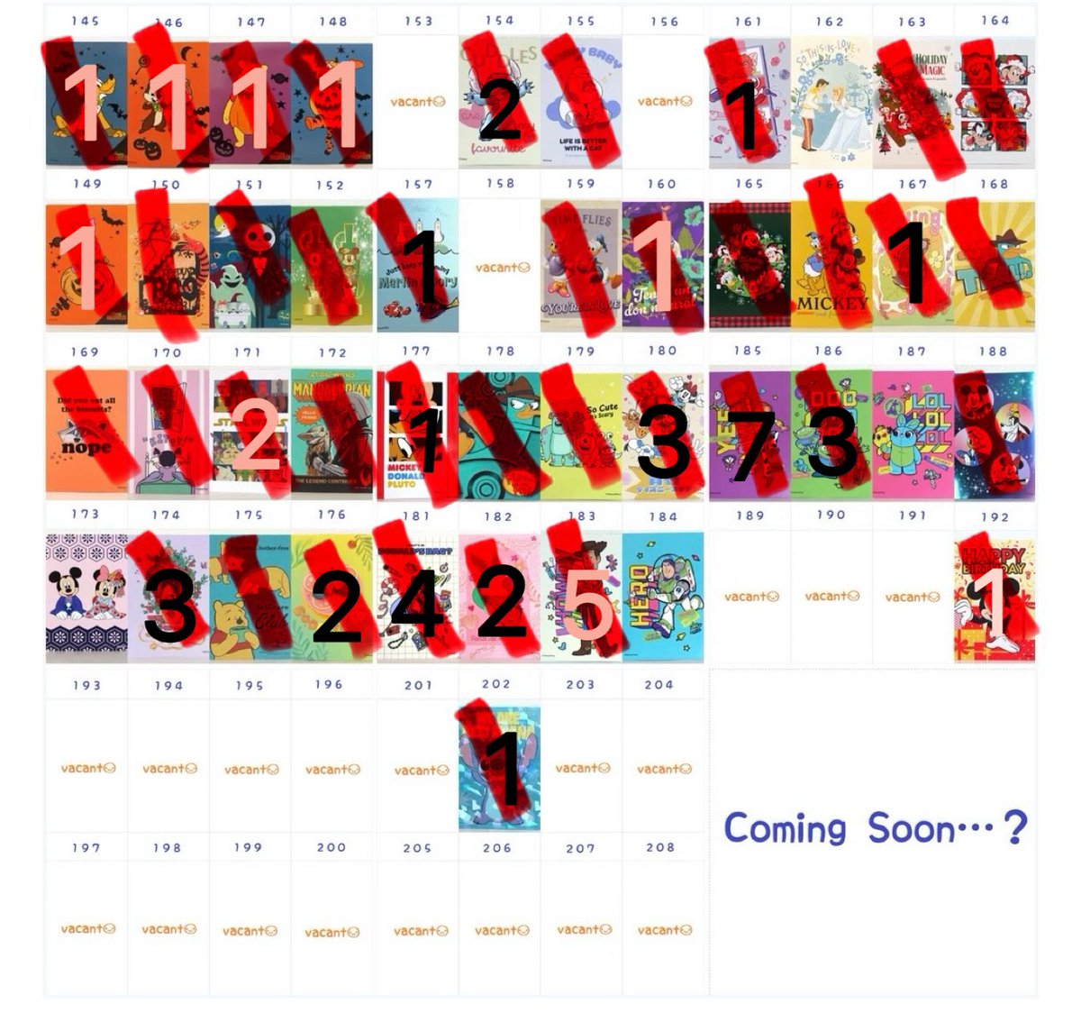 ankr04_trhk13's tweet photo. 【交換】ディズニーストア じゃんけん あいこ ランダム 店舗限定カード

(譲)画像1~4の数字がついている物

(求)画像1~3の斜線が付いていない物

ランダム・店舗同士の交換
求めは各1になります
数字の色に理由ないです https://t.co/H1K9SYo26z