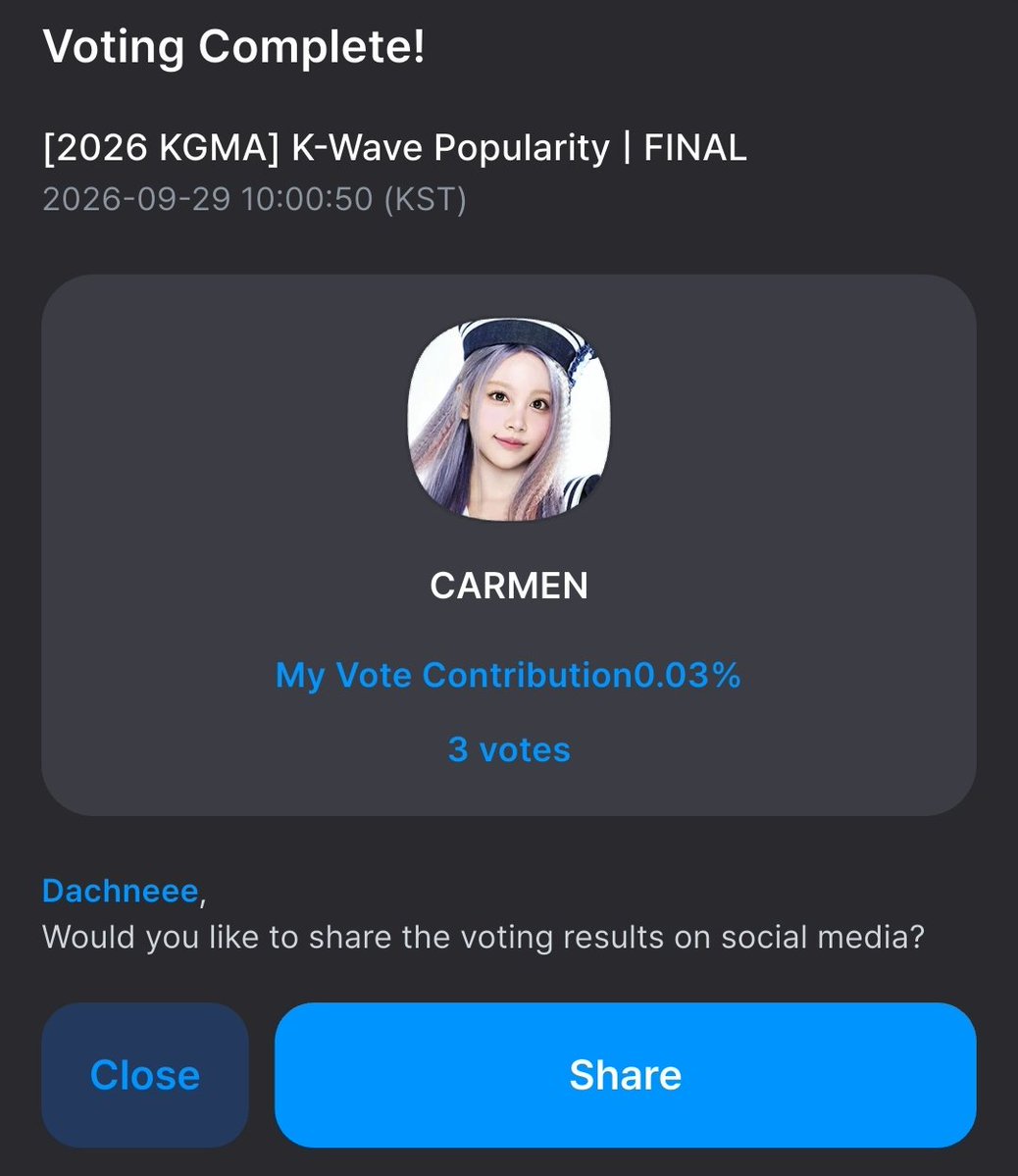 H2HCARMEN_INA's tweet photo. 📢 DAILY STAMP VOTING - 13 DAYS FOR #CARMEN

HARI KE-2 [2026 KGMA] K-Wave Popularity | FINAL ✅

Hachu, jangan lupa untuk mulung 💙 (Check-in, Free Roulette, Nonton Iklan) dan vote CARMEN tiap hari. Let's go sehari 3 votes!

#Hearts2Hearts #카르멘
@Hearts2Hearts https://t.co/n5ANSDf170