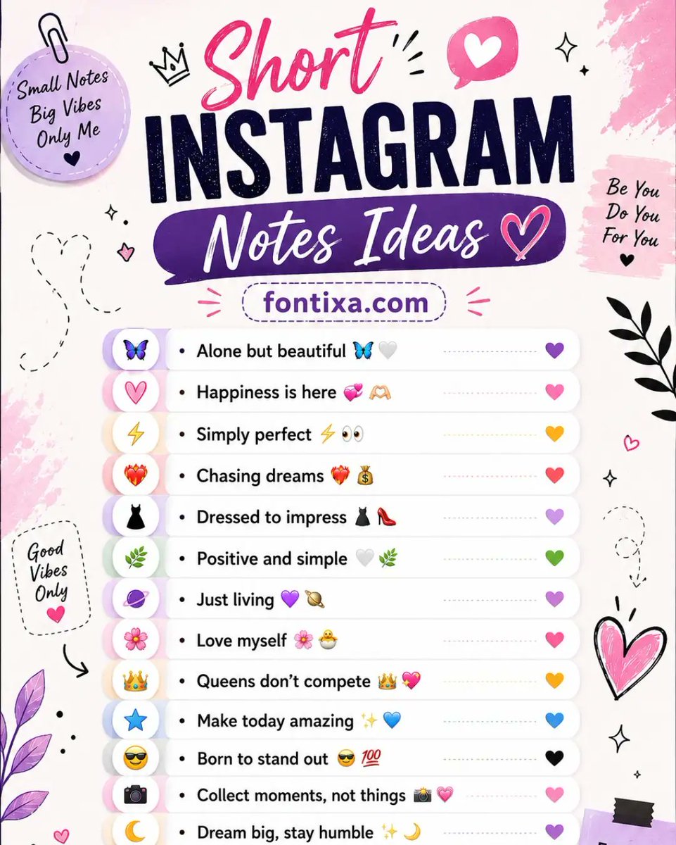 Luisa137's tweet photo. Short Instagram Notes for every mood: confident, happy, dreamy, romantic, or simply being you. Keep it short, relatable, and authentic. Save for your next Note inspiration and share with a friend. https://t.co/GaOp3dfUUB