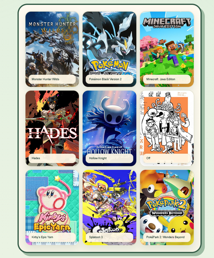 TrashFerret_'s tweet photo. The page won't let me make the actual image, so you get a screenshot instead. Honorable mentions to PMD: Explorers of Sky, a bunch of other Pokemon games I played as a kid, Silksong, De Blob 2 and Undertale. https://t.co/4J0O0JuMIr