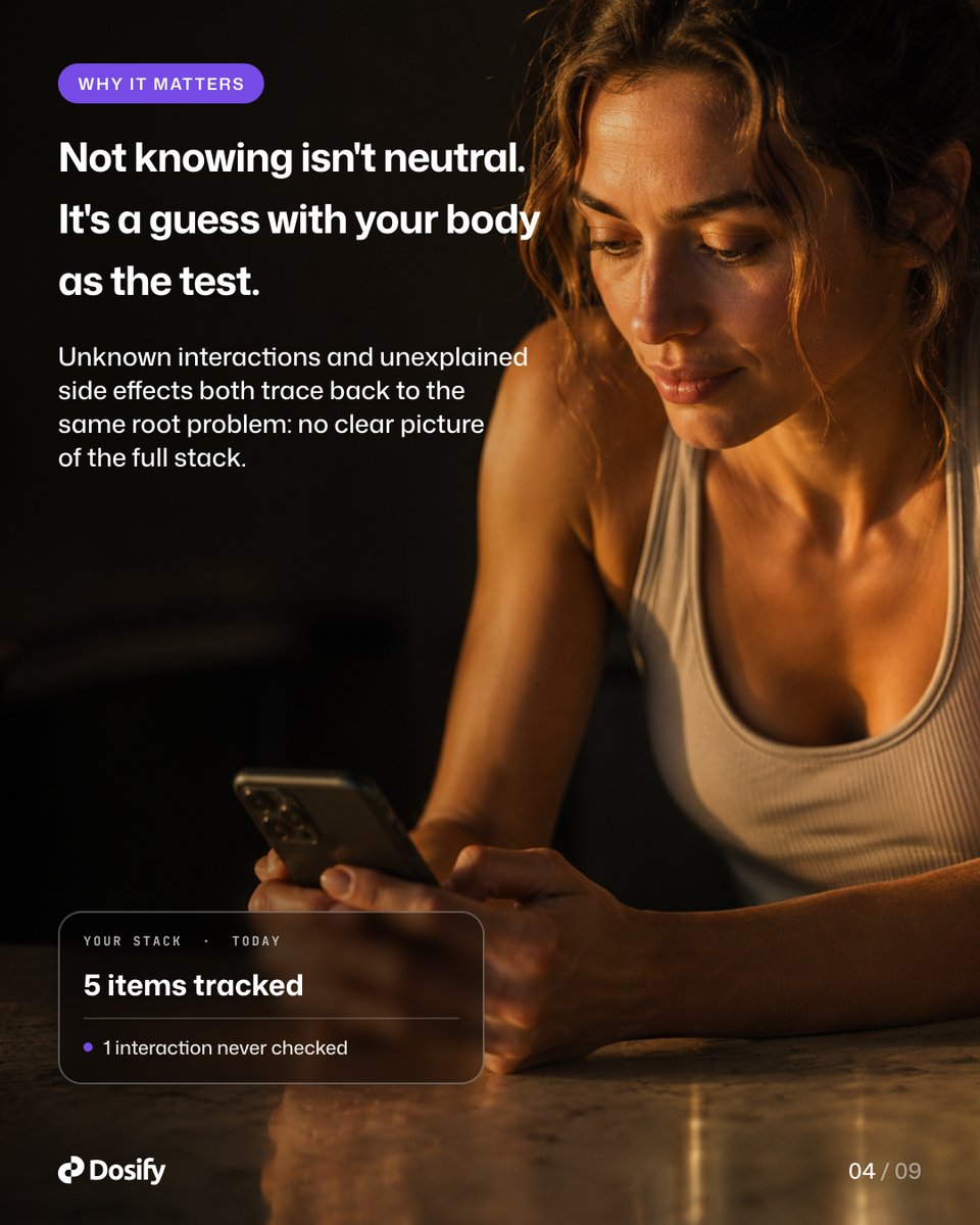 Dosifyai's tweet photo. Your daily routine matters. 👀

Supplements, compounds, doses, timing—it’s easy to lose track.

Dosify keeps it all organized in one place. 🔢✨

Not medical advice. Consult a licensed healthcare provider. https://t.co/3eRjnkqD9C