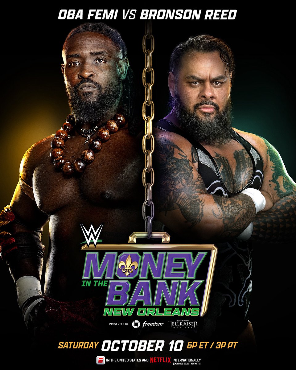 TripleH's tweet photo. Pen to paper….The contract is signed. 
A new HUGE match is official…

Bronson Reed vs. Oba Femi at #MITB! https://t.co/5kolqpSEgV