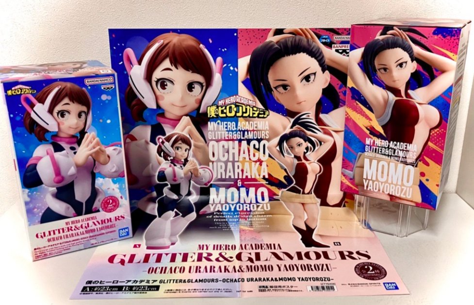 festa_product's tweet photo. 景品情報✨
10月1日以降登場！ 
僕のヒーローアカデミア GLITTER&amp;GLAMOURS-OCHACO URARAKA&amp;MOMO YAOYOROZU- 
#僕のヒーローアカデミア #ヒロアカ #麗日お茶子 #八百万百 #やおよろずもも #フィギュア #プライズ #クレーンゲーム #ふぇすたらんど #FESTA      

《取扱いのない店舗もございます》 https://t.co/778NfEHRtj