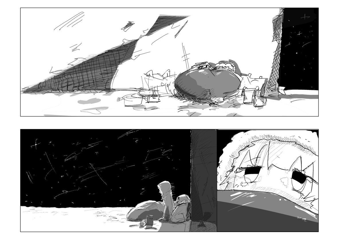 illustMAN3301's tweet photo. 最後の1ページ前にあったかもしれない漫画
チトの口元に白い吐息はなかった（1/2）
#少女終末旅行
#漫画が読めるハッシュタグ https://t.co/Ou56YDfJmj