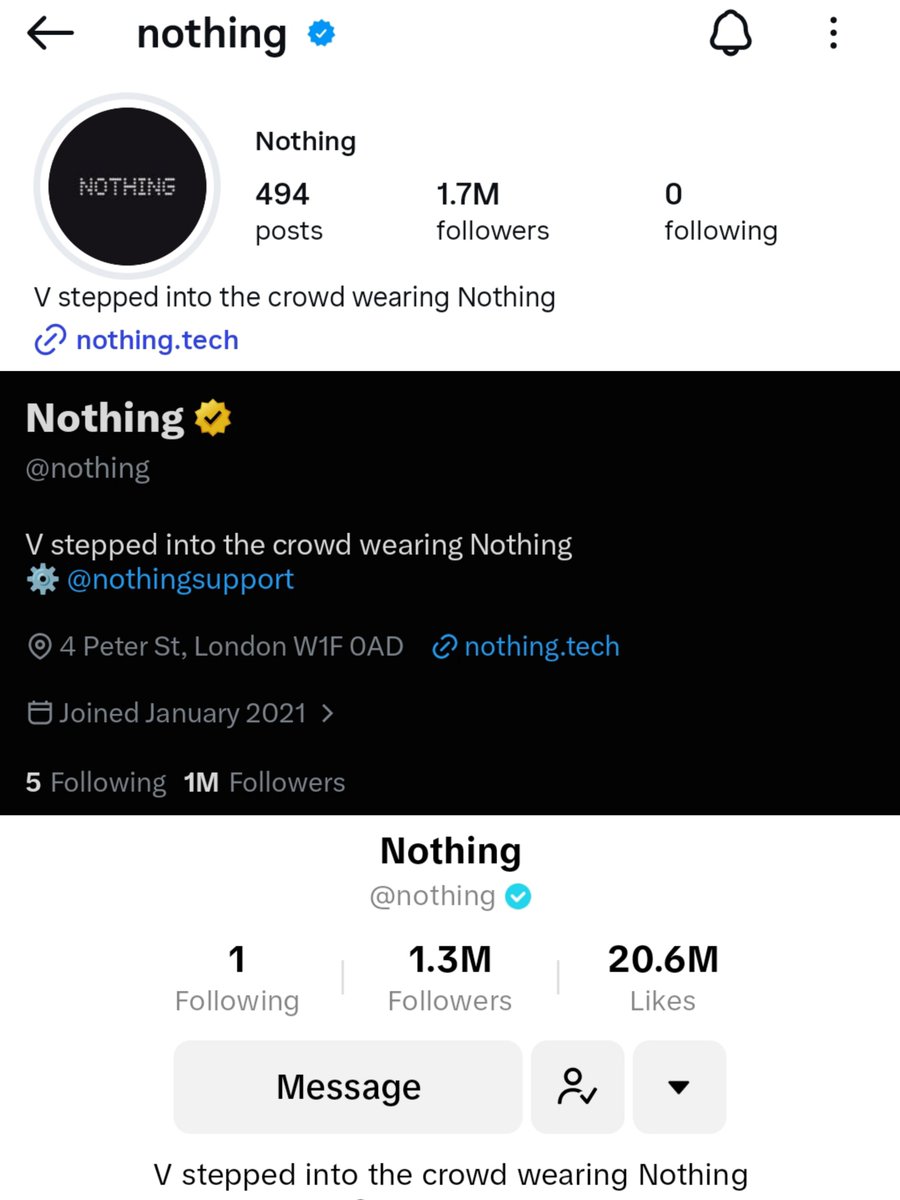 streamfortae's tweet photo. NOTHING's bio across its official social media pages following the announcement of Taehyung as their new Global Brand Ambassador:

"V stepped into the crowd wearing Nothing"

NOTHING GLOBAL AMBASSADOR V
TAEHYUNG FOR NOTHING
#TAEHYUNGxNOTHING #VxNOTHING https://t.co/enogsWSPxd