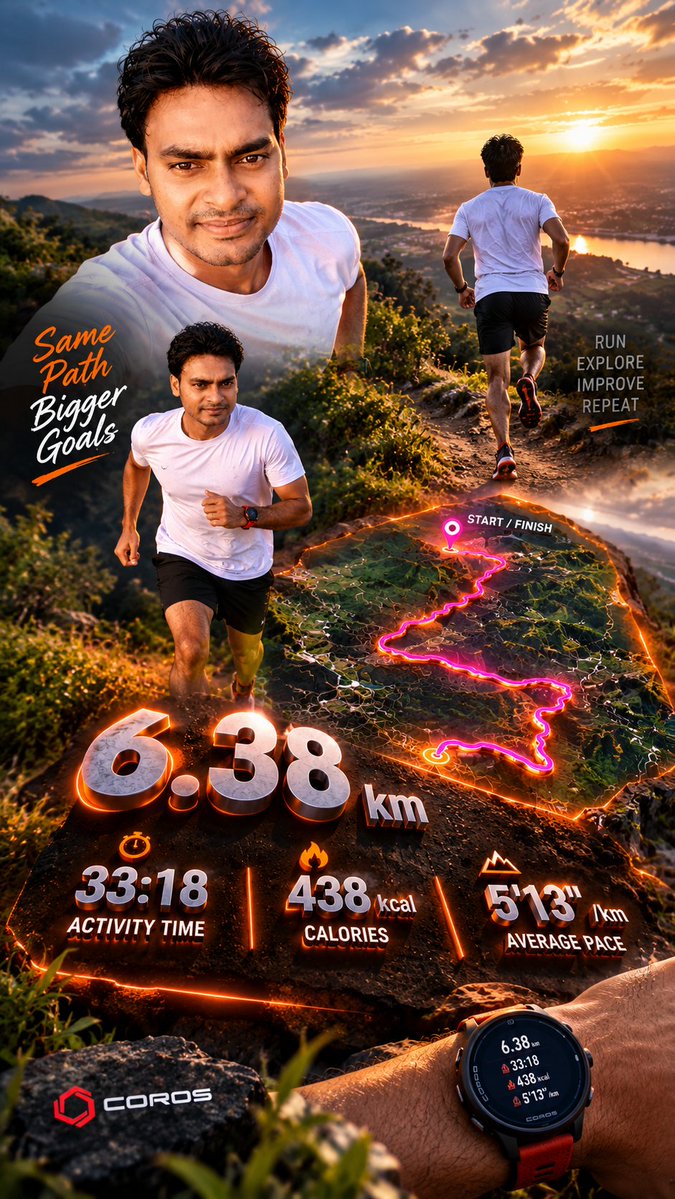 Shaktisingh_Vns's tweet photo. 6.38 KM. 33:18. 438 kcal. 5'13"/km. 🏃‍♂️🔥

Another run, another step forward.
Run. Explore. Improve. Repeat. 💪🧡

#Running #COROS #Fitness #RunMotivation https://t.co/gJpKIXSQ5V