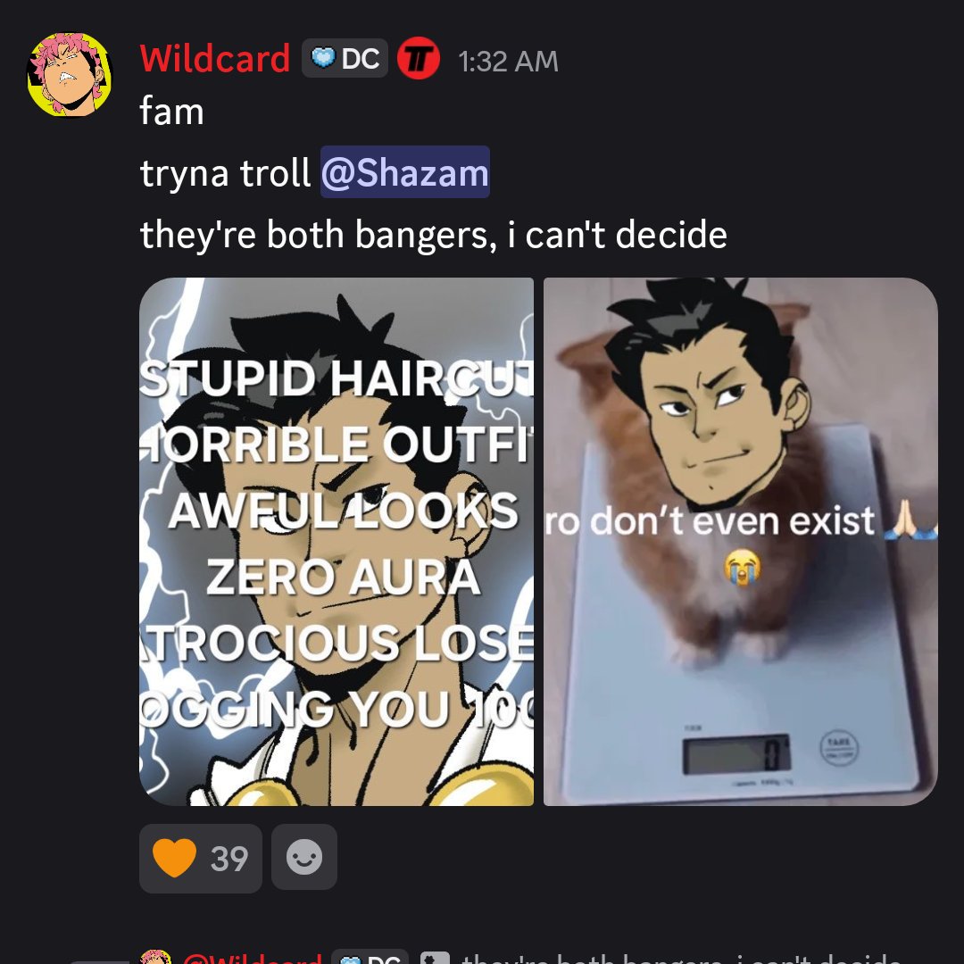 Miz42's tweet photo. I love that we're getting canon events in the discord, but poor Eugene! at least we can see he isn't afraid to fight back 😂😂 #teentitans #DC #Wildcard #Shazam https://t.co/59nyj28Gnm